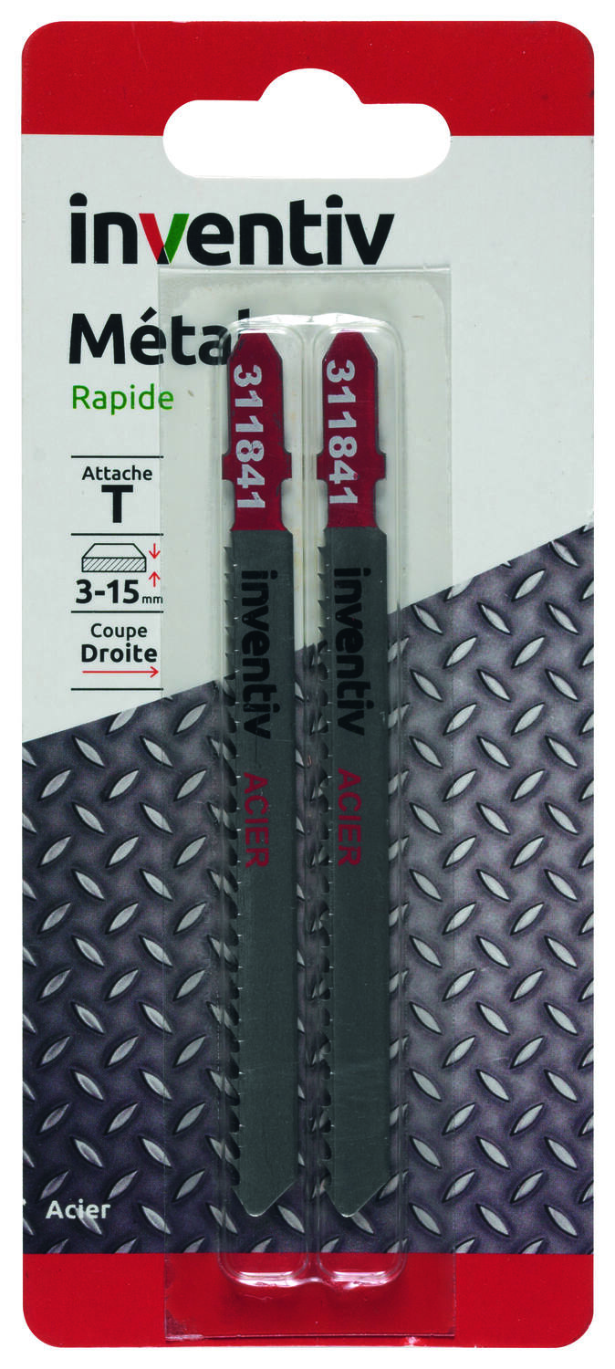 2 lames de scie sauteuse T acier CP3-15 mm - INVENTIV