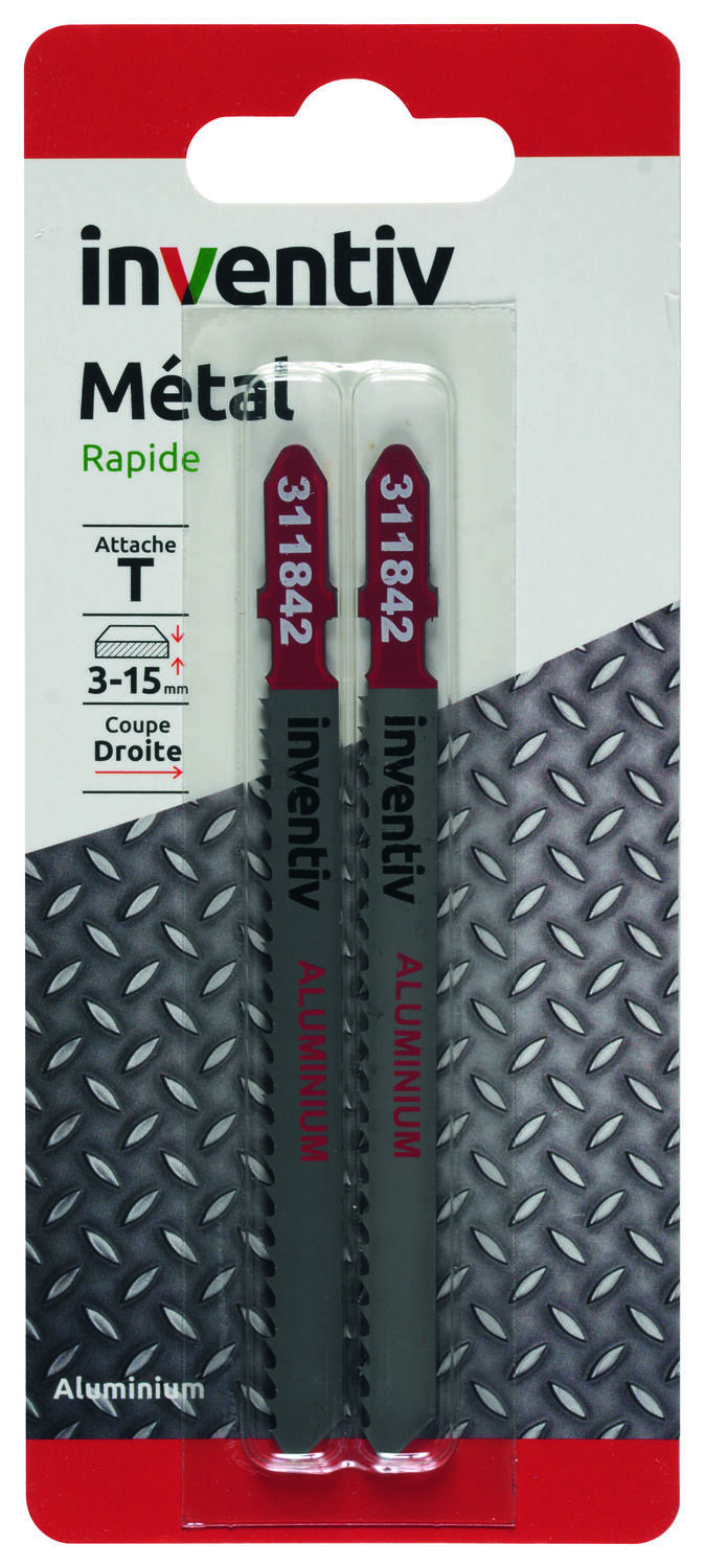 2 lames scie sauteuse T aluminium CP3-15 mm - INVENTIV