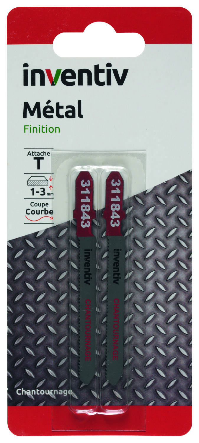 2 lames scie sauteuse T métal-chantournage CP1-3 mm - INVENTIV