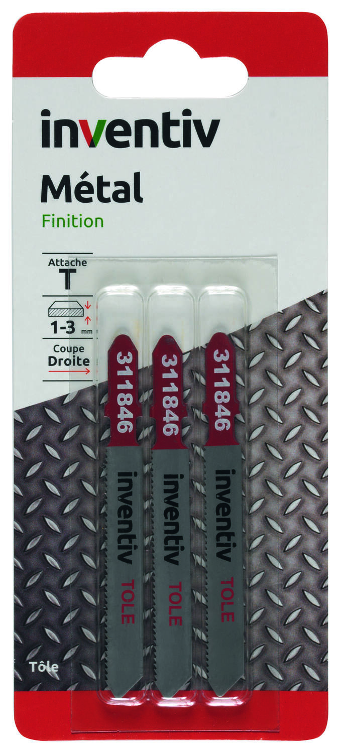 3 lames T métal tole CP 1/3 mm - INVENTIV