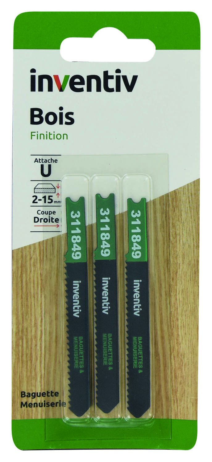 3 lames de scie sauteuse U baguette CP2-15 mm - INVENTIV