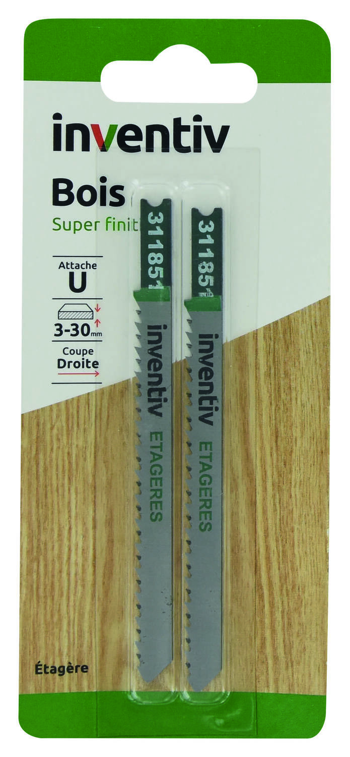 2 lames scie sauteuse U étagère CP3-30 mm - INVENTIV