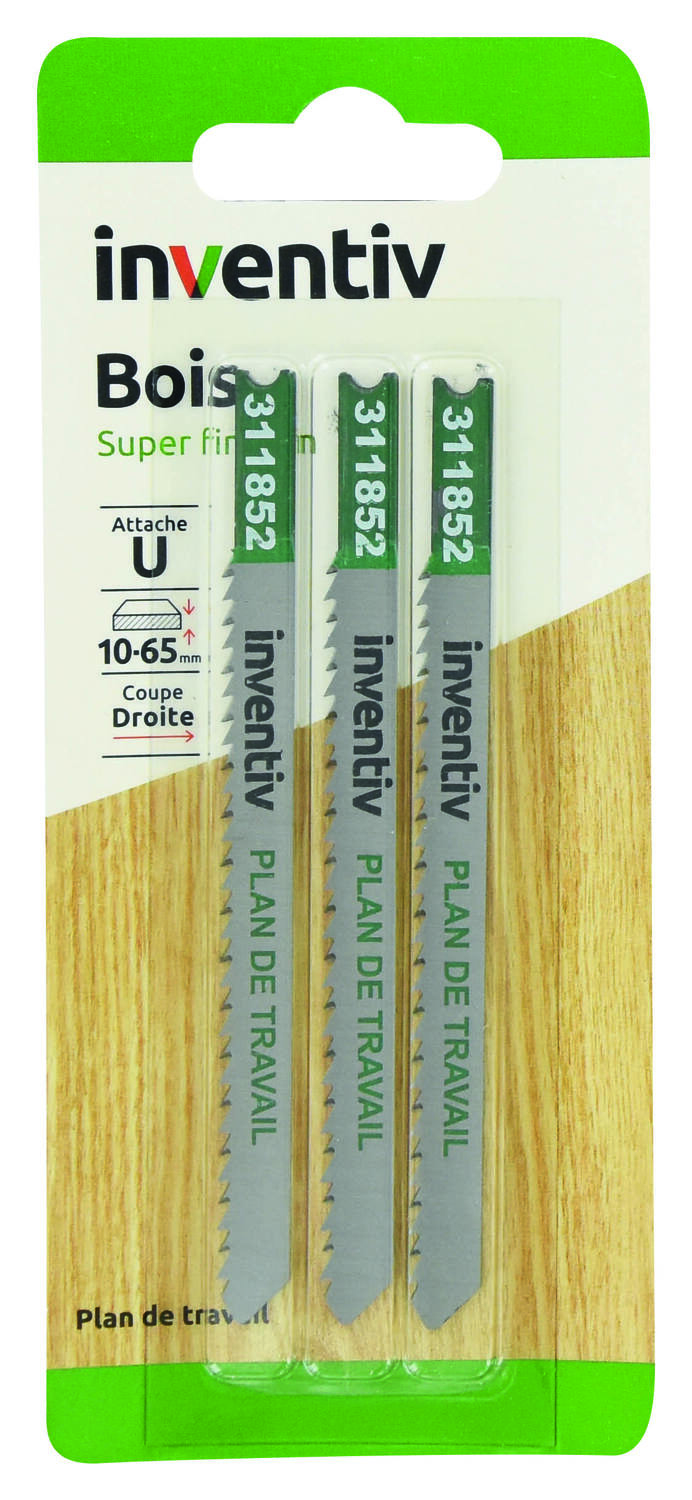 3 lames de scie sauteuse U plan de travail CP10-45 mm - INVENTIV