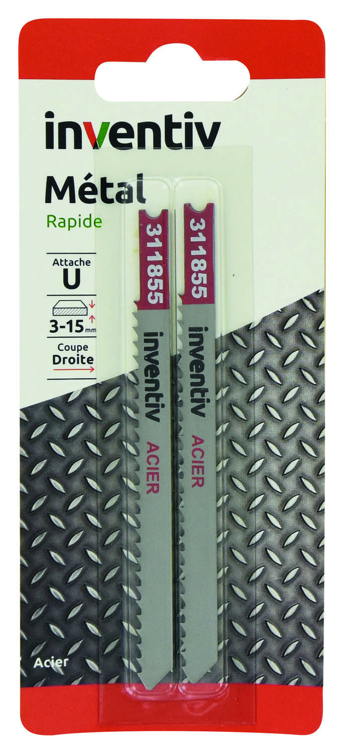 2 lames U métal acier CP 3/15 mm - INVENTIV
