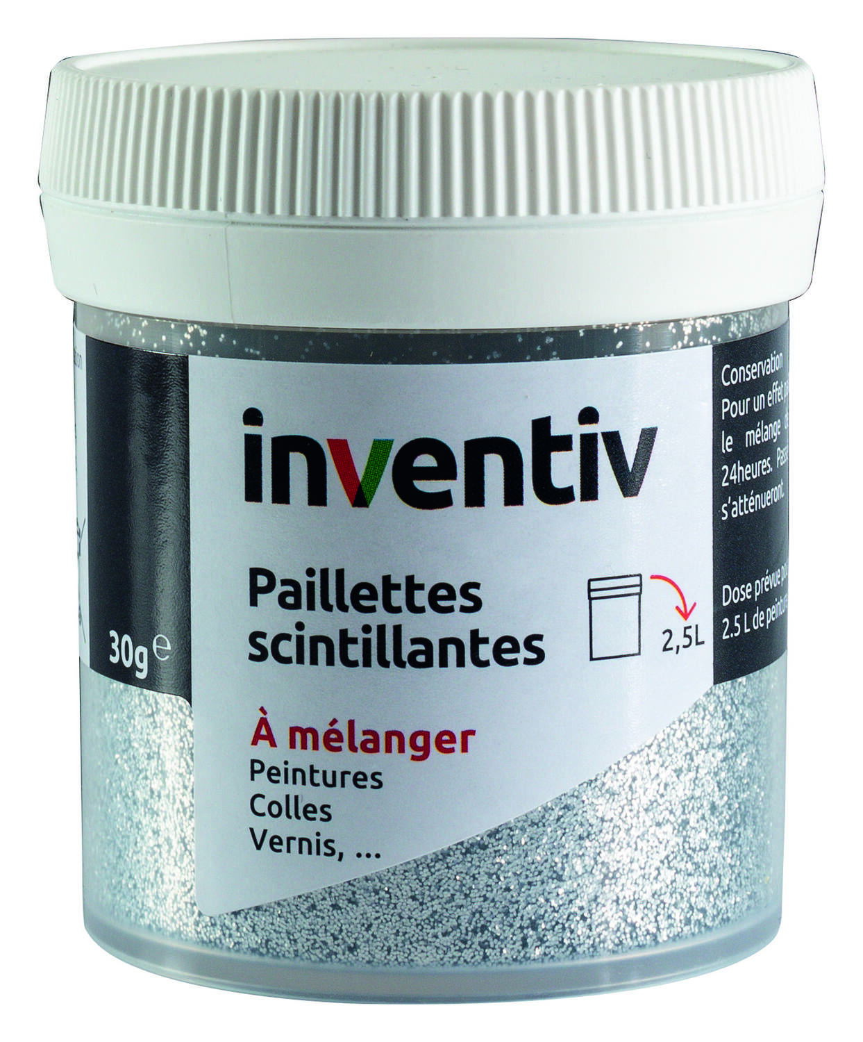 Paillettes scintillantes argent 30g - INVENTIV