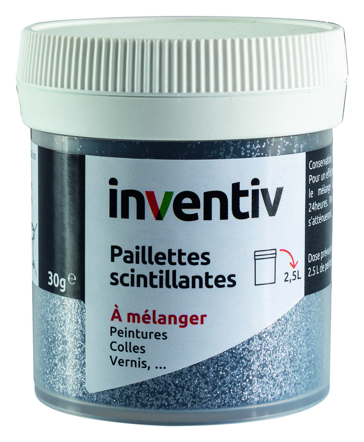 Paillettes scintillantes gris fer 30g - INVENTIV