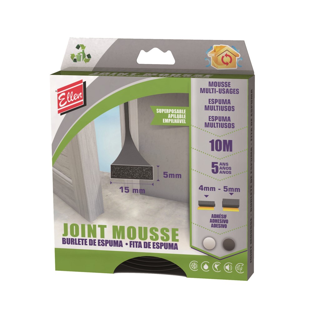 Joint mousse multiusage Noire 10M Epaisseur 5MM