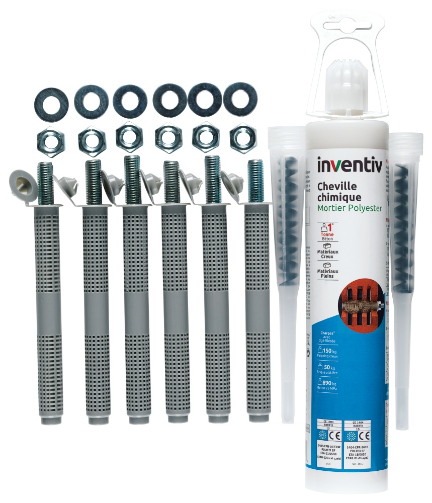 Kit scellement chimique polyester 300ml - INVENTIV