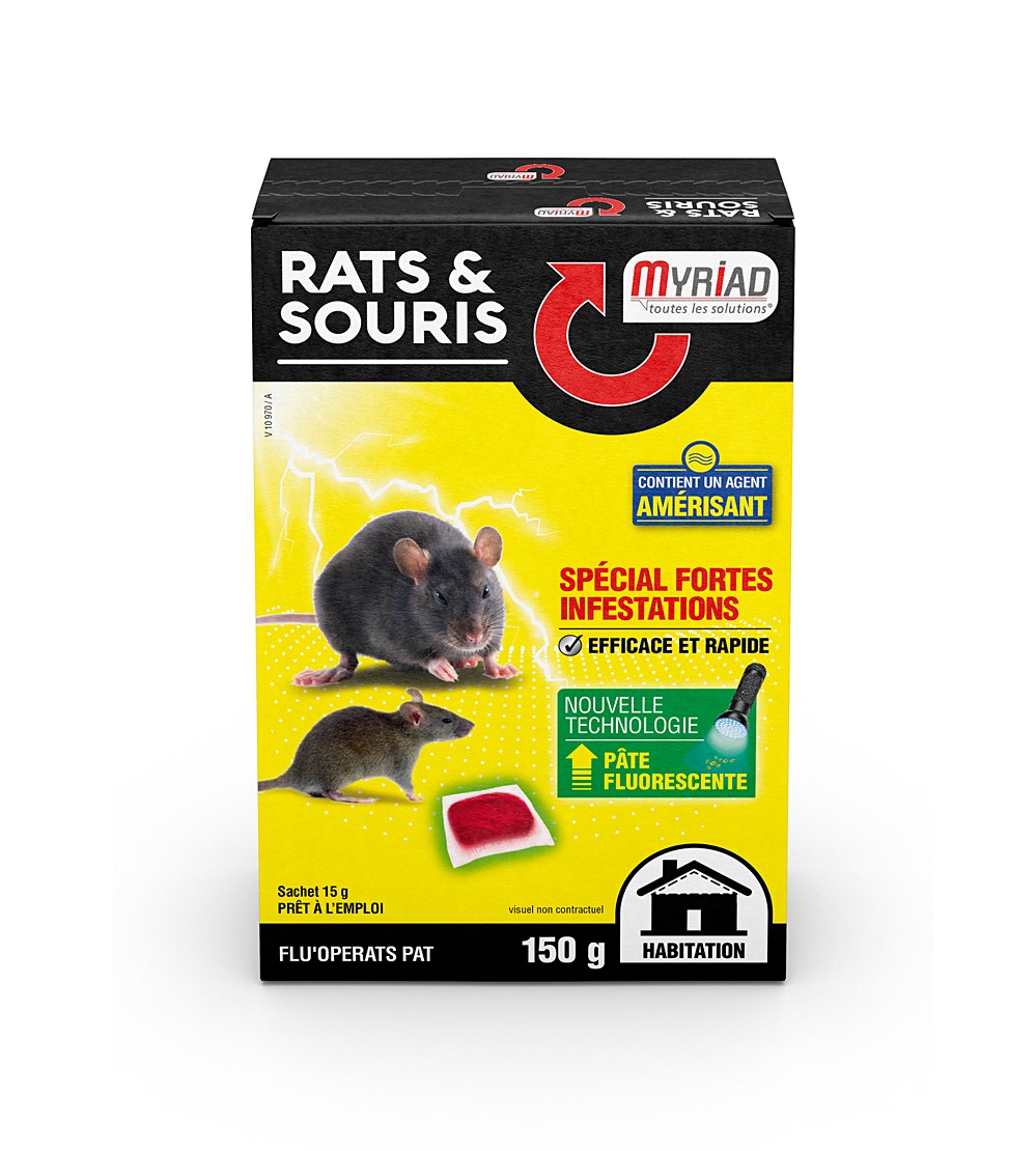 Sachets de pâte fluorescente fortes infestations souris et rat 150g