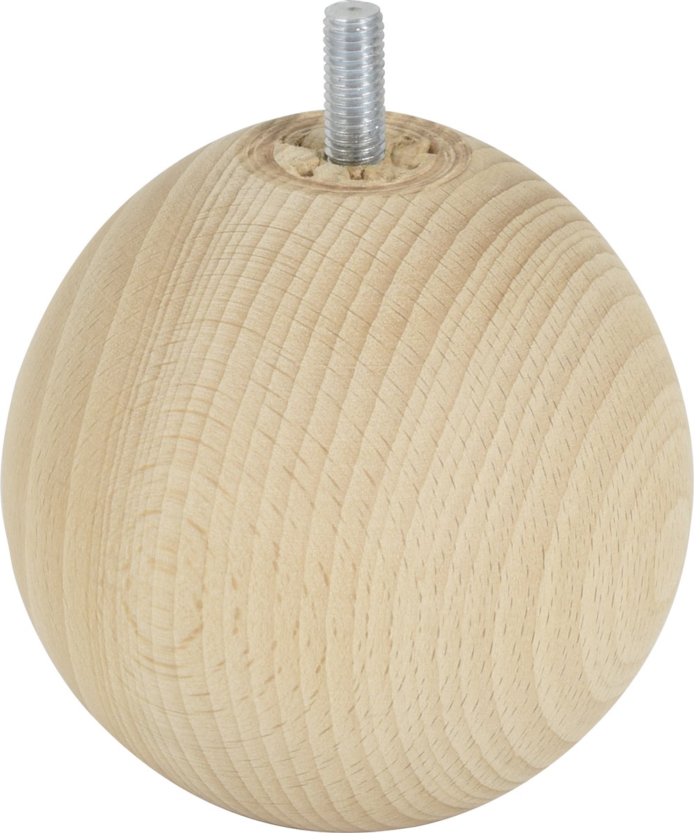 Pied de meuble boule bois brut H.85 Ø88mm - BAR PLUS