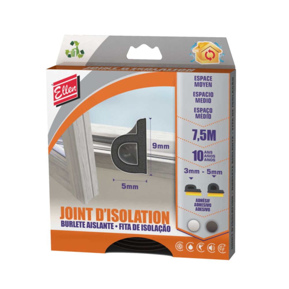 Joint d'Isolation Espace Moyen ELLEN Noir 7,5M