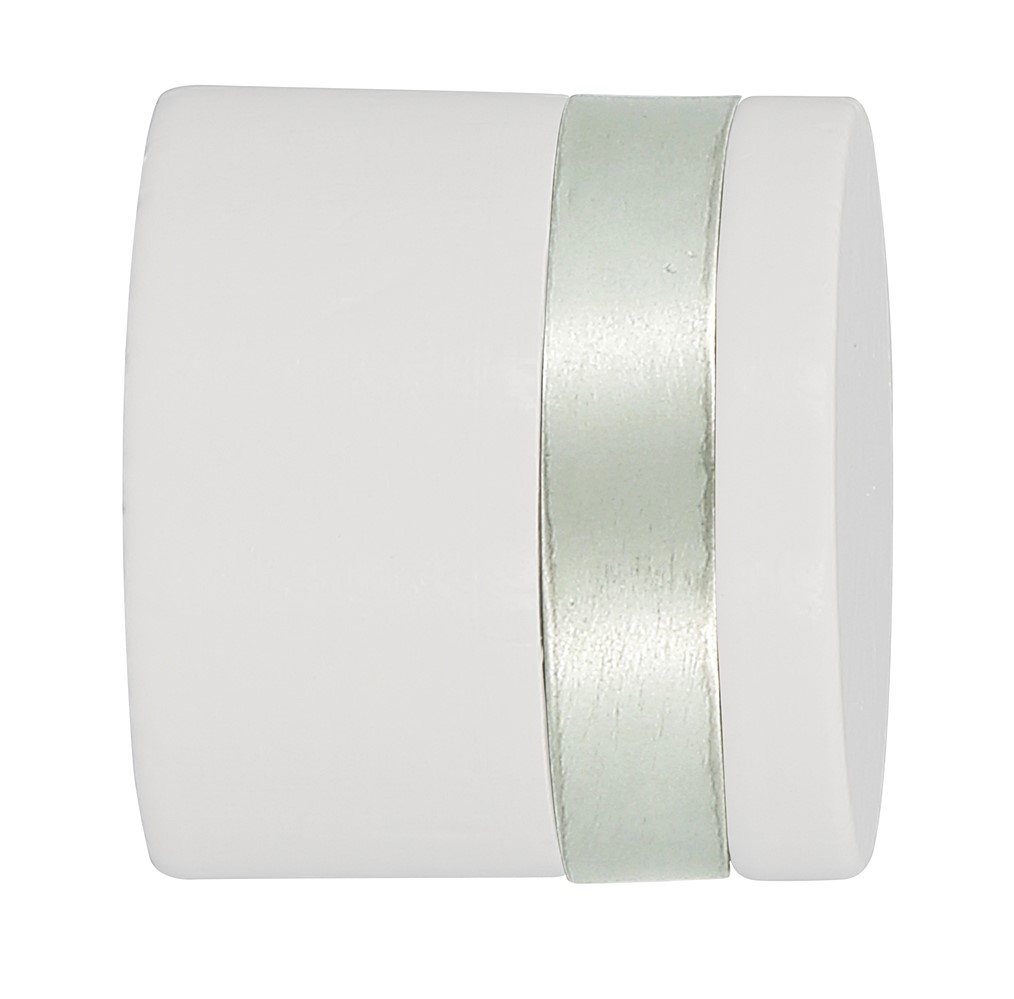 2 embouts de barre à rideaux bouchon Ø35 à visser bague métal laqué blanc - INVENTIV