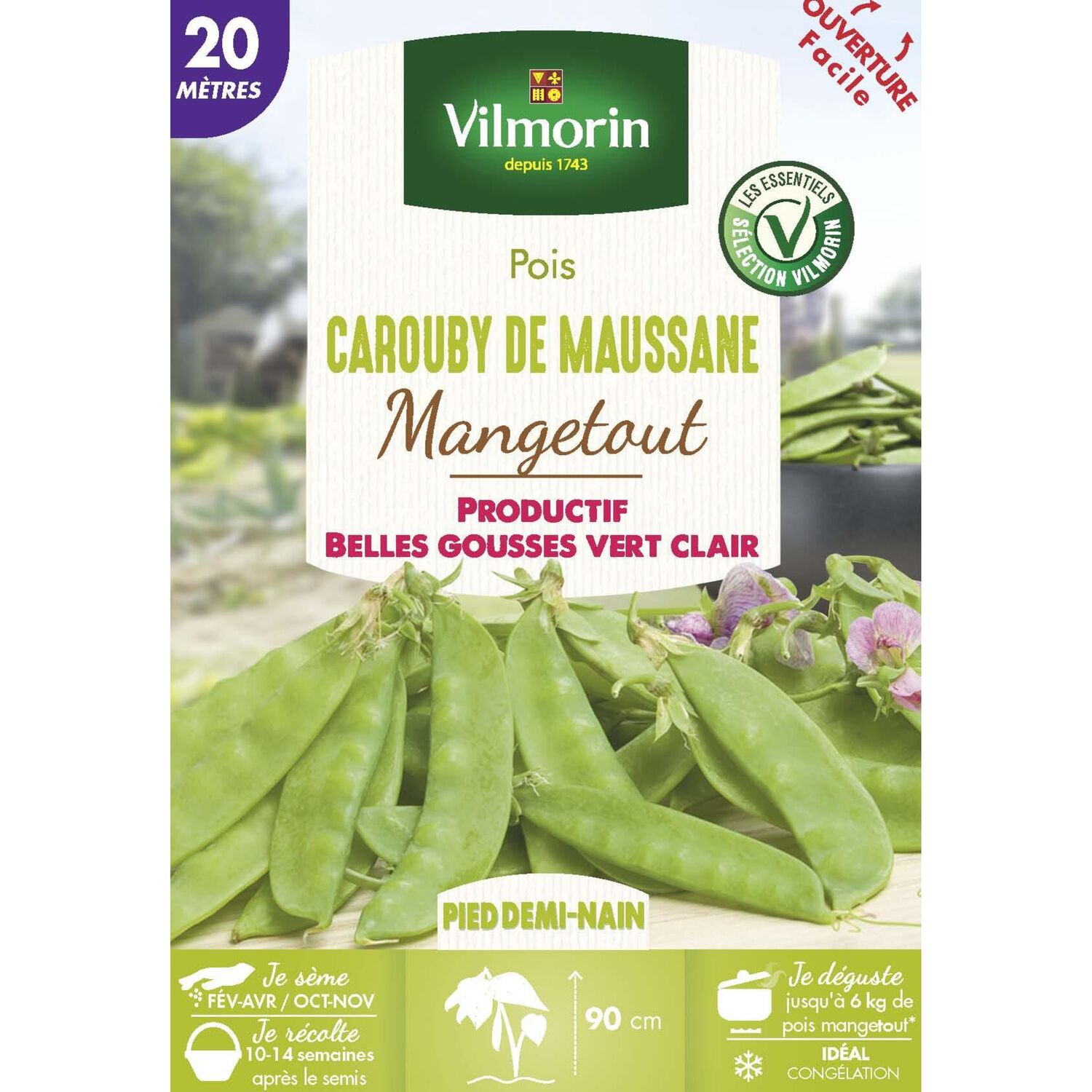 Graines Pois Mangetout Carouby de Maussane 20m - VILMORIN