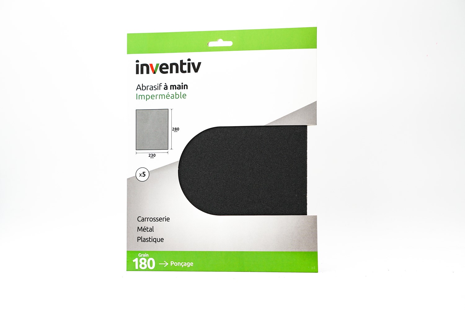 5 feuilles imperméables 230x280mm grains 280 - INVENTIV