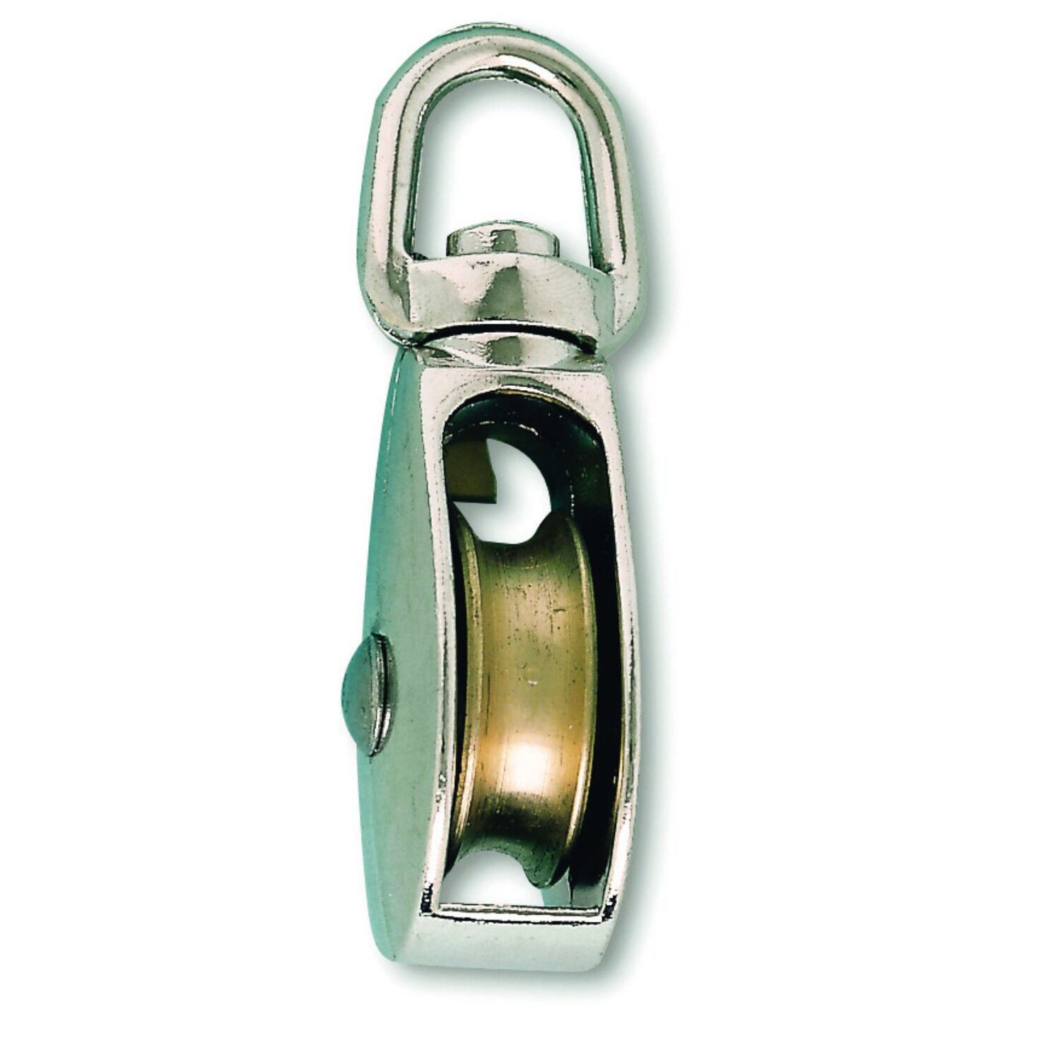 Poulie 1 galet à émerillon pivotant zamak nickelé Ø 32mm l.