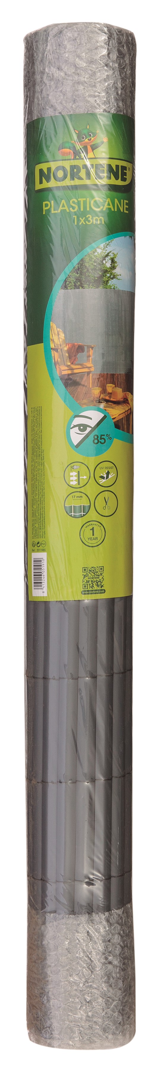 Canisse PVC simple face 17mm- 85% Gris 1x3m - NORTENE