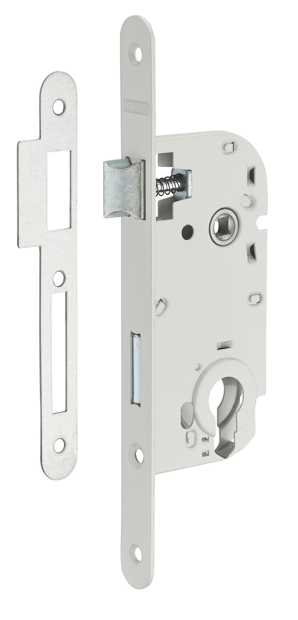 Boîtier serrure V bout carré - axe à 40mm à cylindre, 1 TOUR