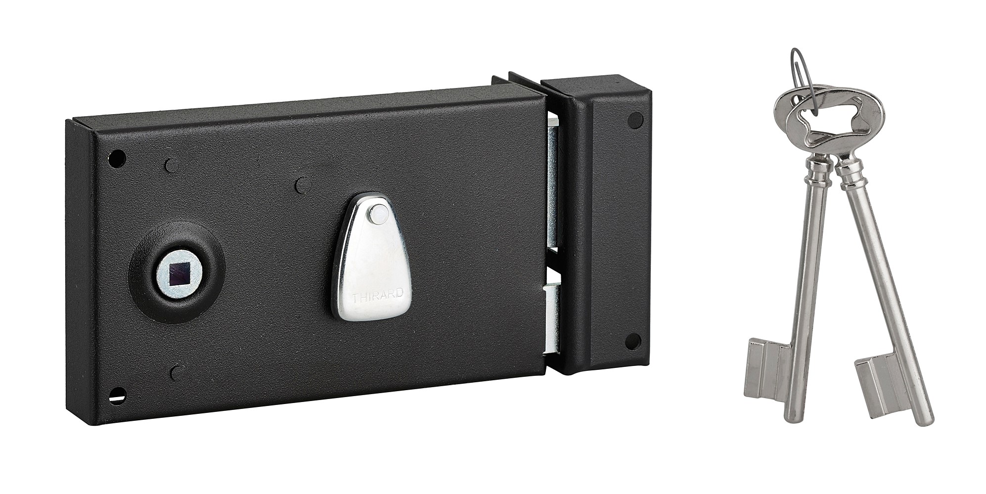 Serrure applique horizontale pêne dormant 1/2 tour 140x82mm droite