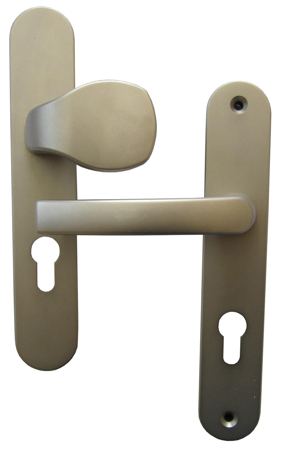 Poignées de porte à cylindre palière Petra nickelé mat entraxe 195mm - CHAINEY