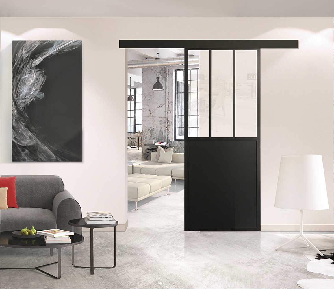 Porte coulissante en applique Atelier 83cm - OPTIRAIL