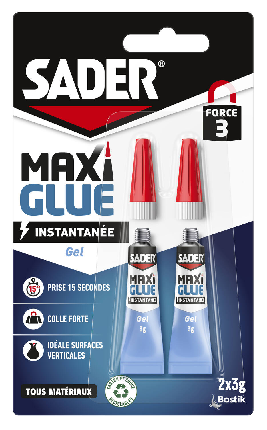 Colle cyanoacrylate Maxiglue Gel 2x3g - SADER
