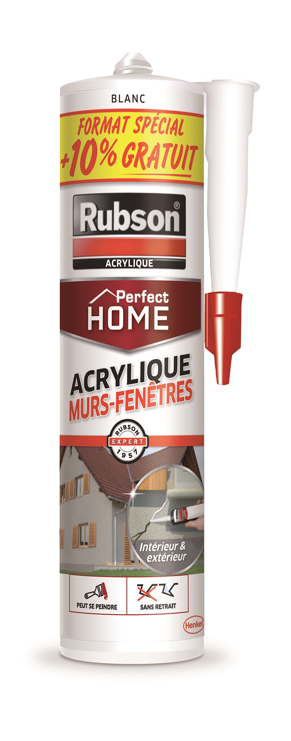 MASTIC “PERFECT HOME ACRYLIQUE MURS FENETRES” 310 ML DONT 10 % GRATUIT - RUBSON