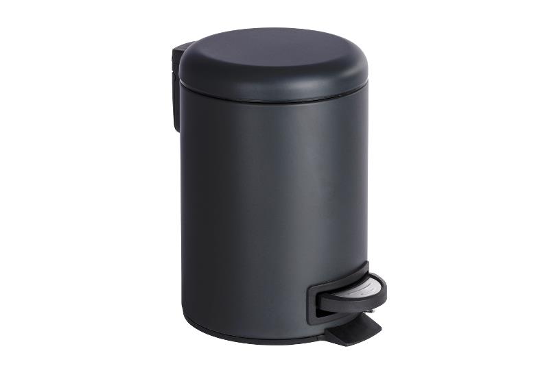 Poubelle salle de bain à pédale Leman Easy Close 3L noir