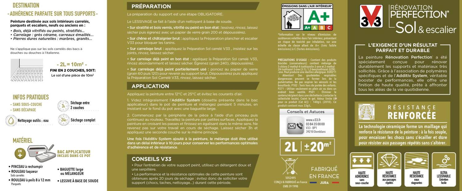 PEINTURE V33  RENO PERFECTION SOL & ESCALIER ®  TITANE 750 ML