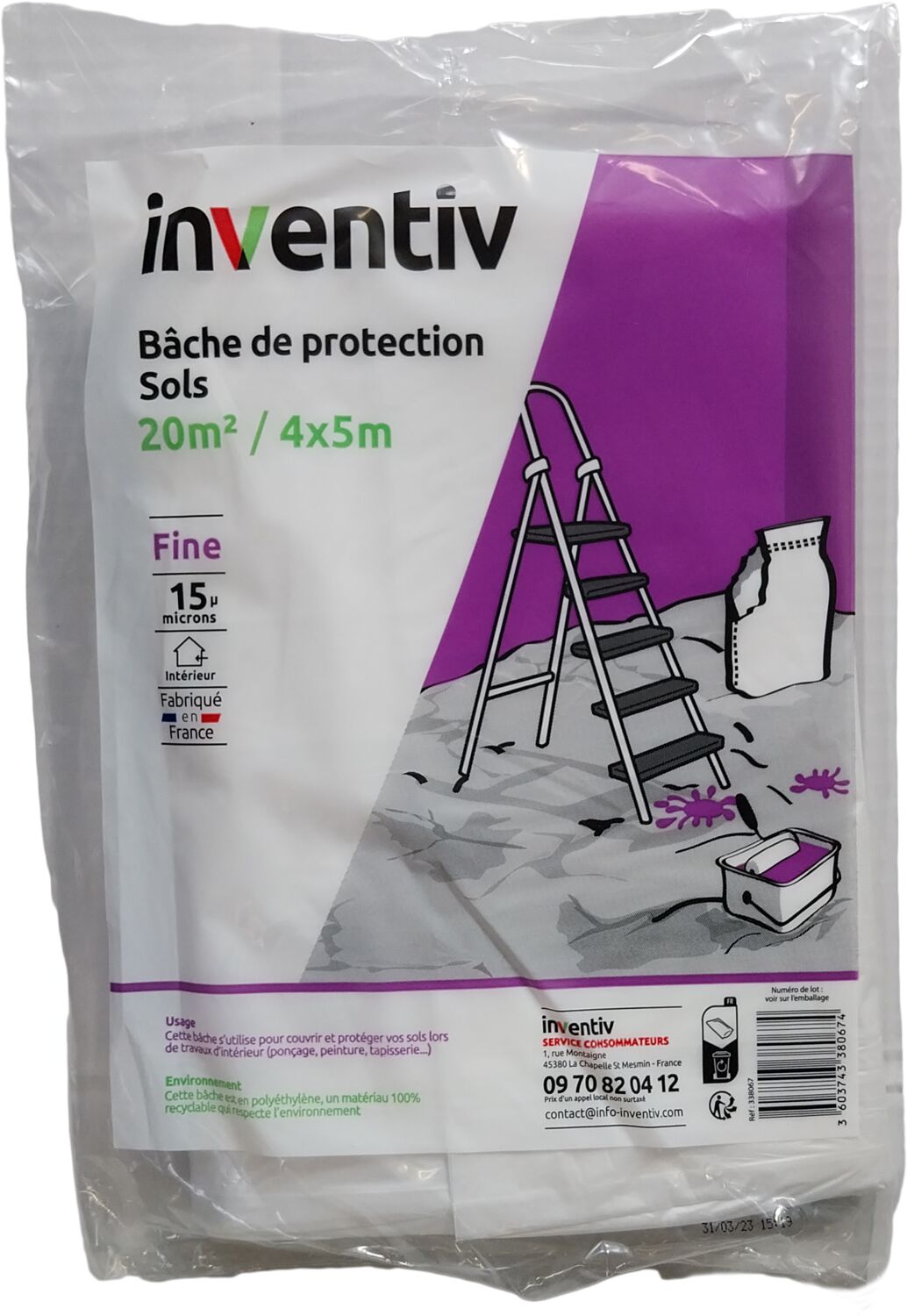 Bâche Protection Fine Couvre Sol 4x5m - INVENTIV
