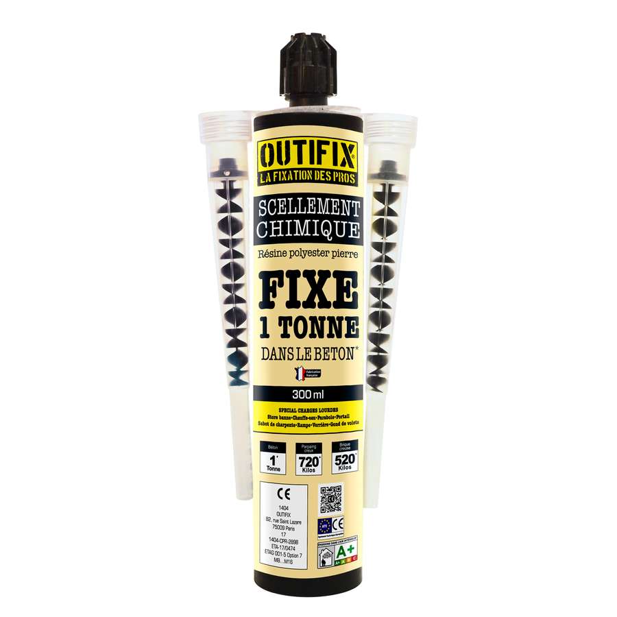 Résine polyester ton pierre 300ml + 2 buses longues - OUTIFIX