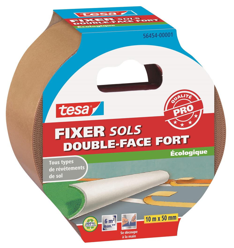 Adhésifs Sols Double-face Fort Fixation Moquettes Surfaces Variées 10mx50mm