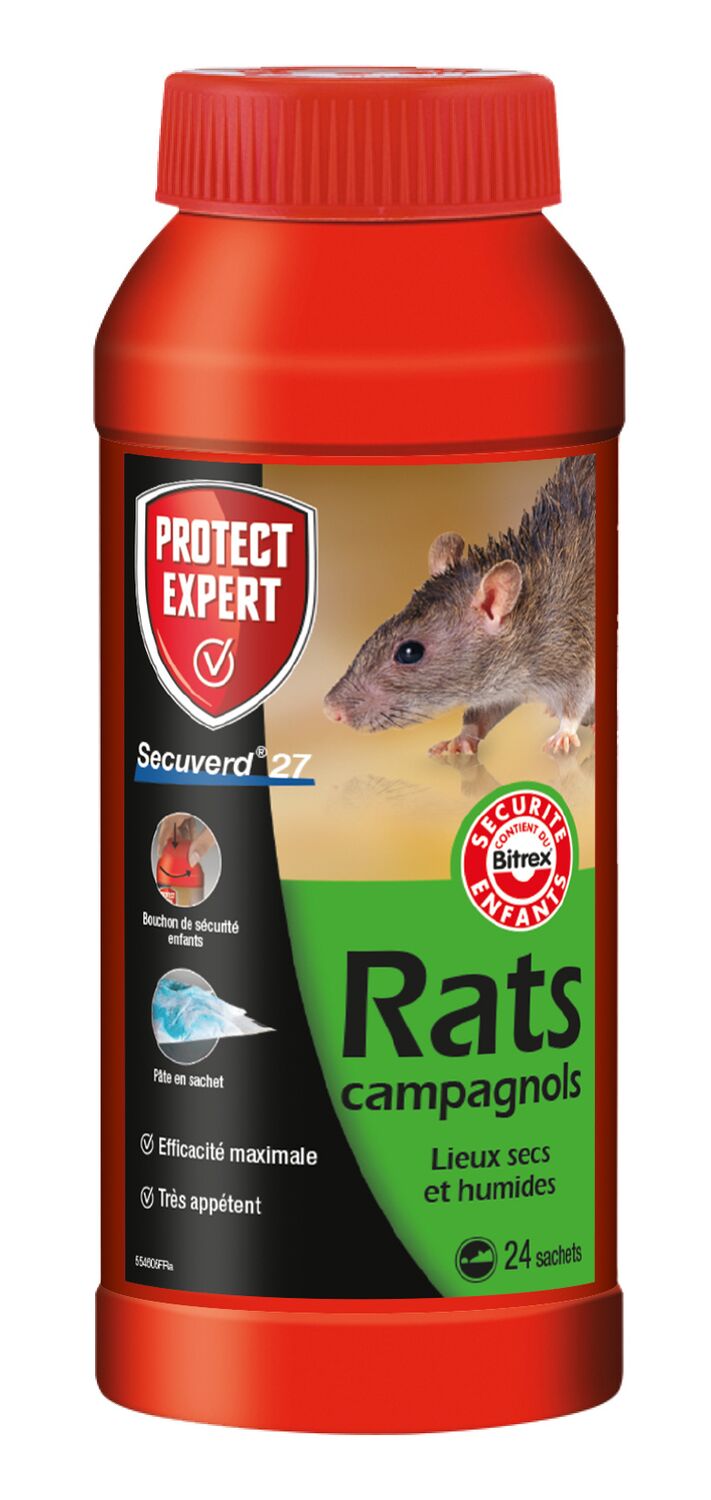 Appât Rats/Campagnols pâte lieux secs et humides 24x10gr - PROTECT EXPERT