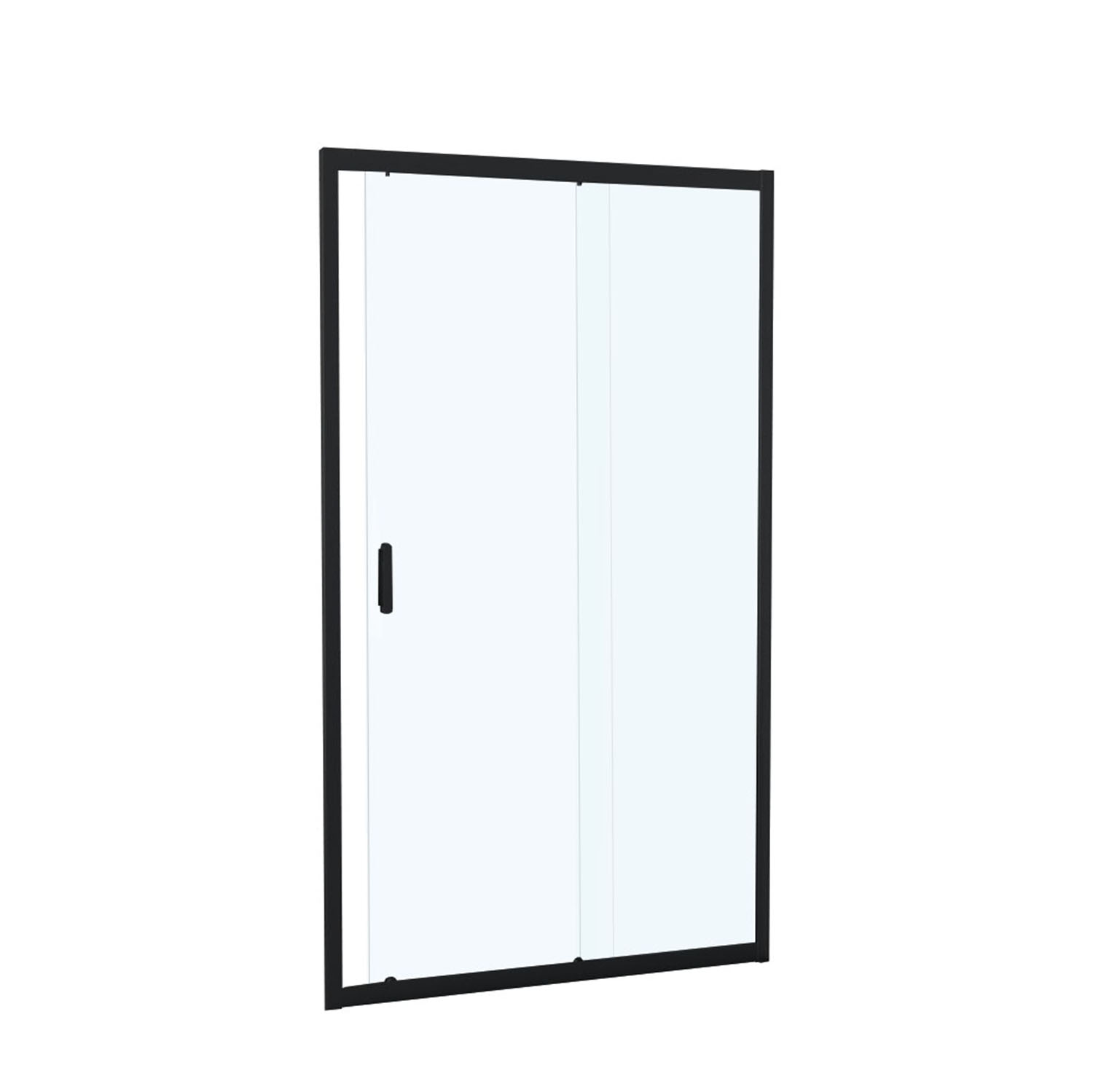 Porte douche coulissante 2 volets verre transparent 120cm noir mat - INVENTIV