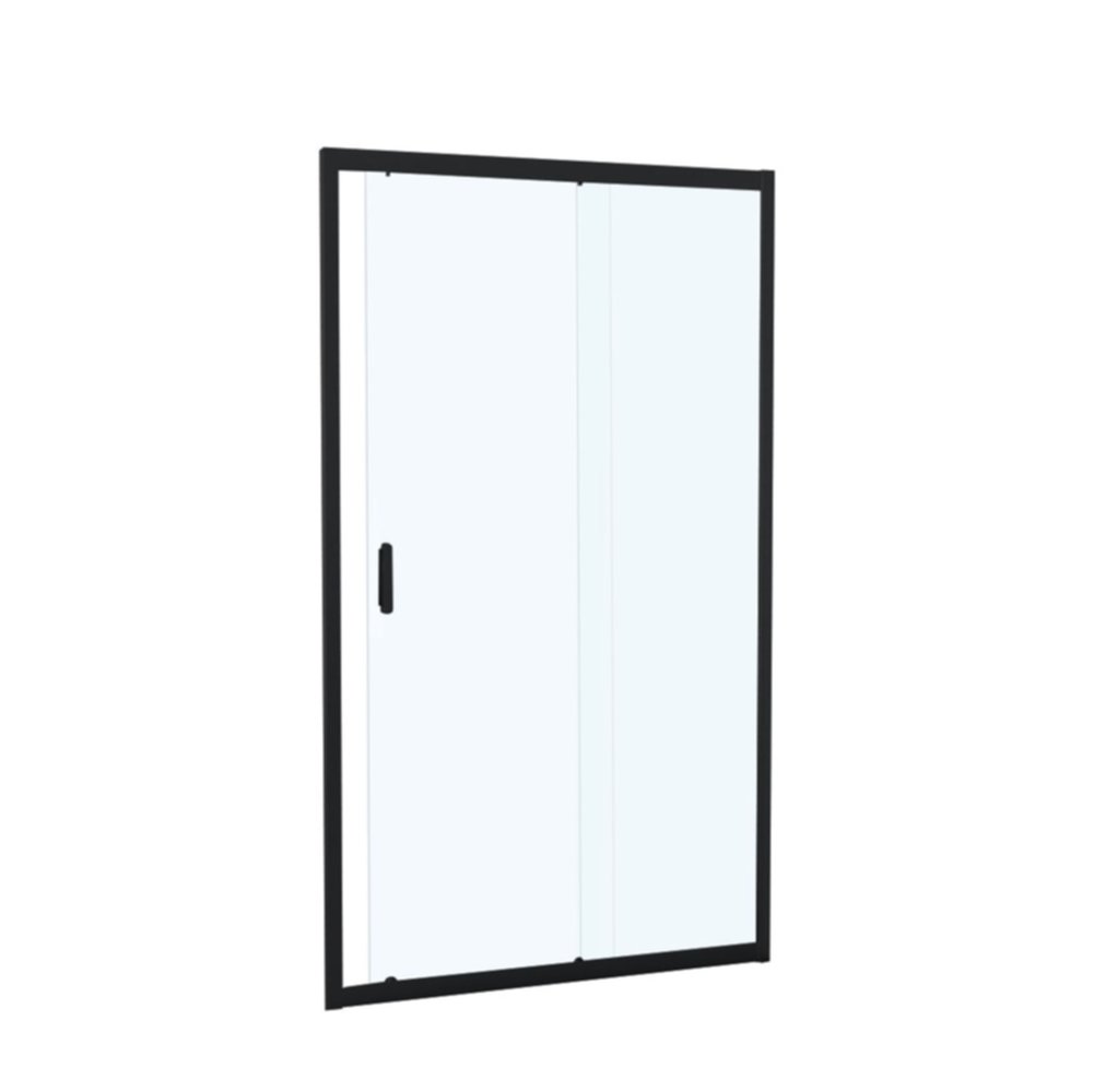 Porte douche coulissante 2 volets verre transparent 160cm noir mat - INVENTIV