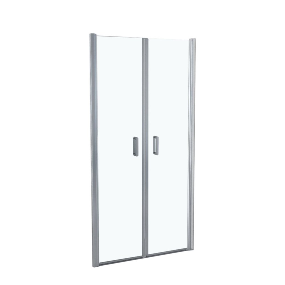 Porte douche 2 battants verre transparent 90cm chromé - INVENTIV