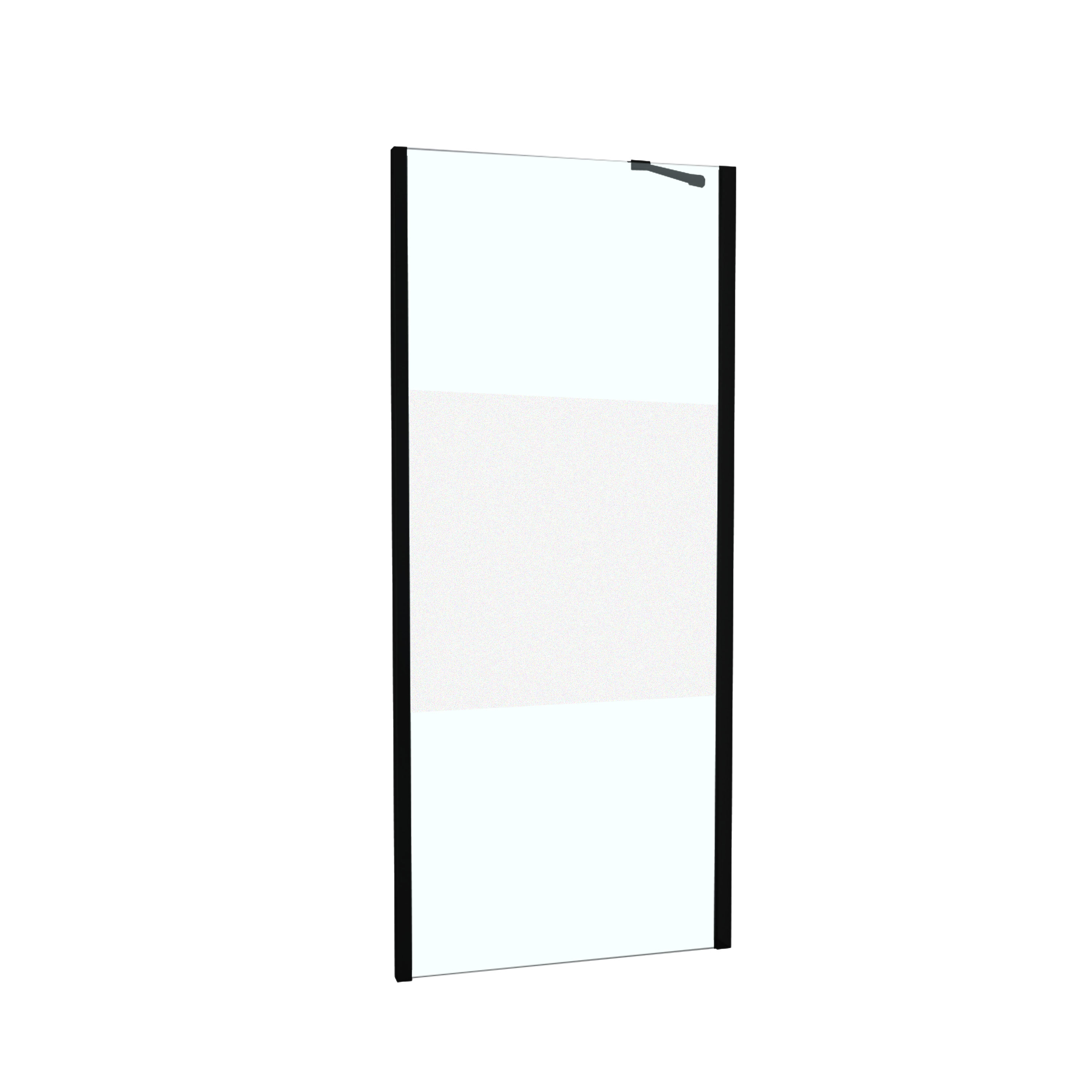 Retour fixe douche à associer verre sérigraphié 80cm noir mat - INVENTIV