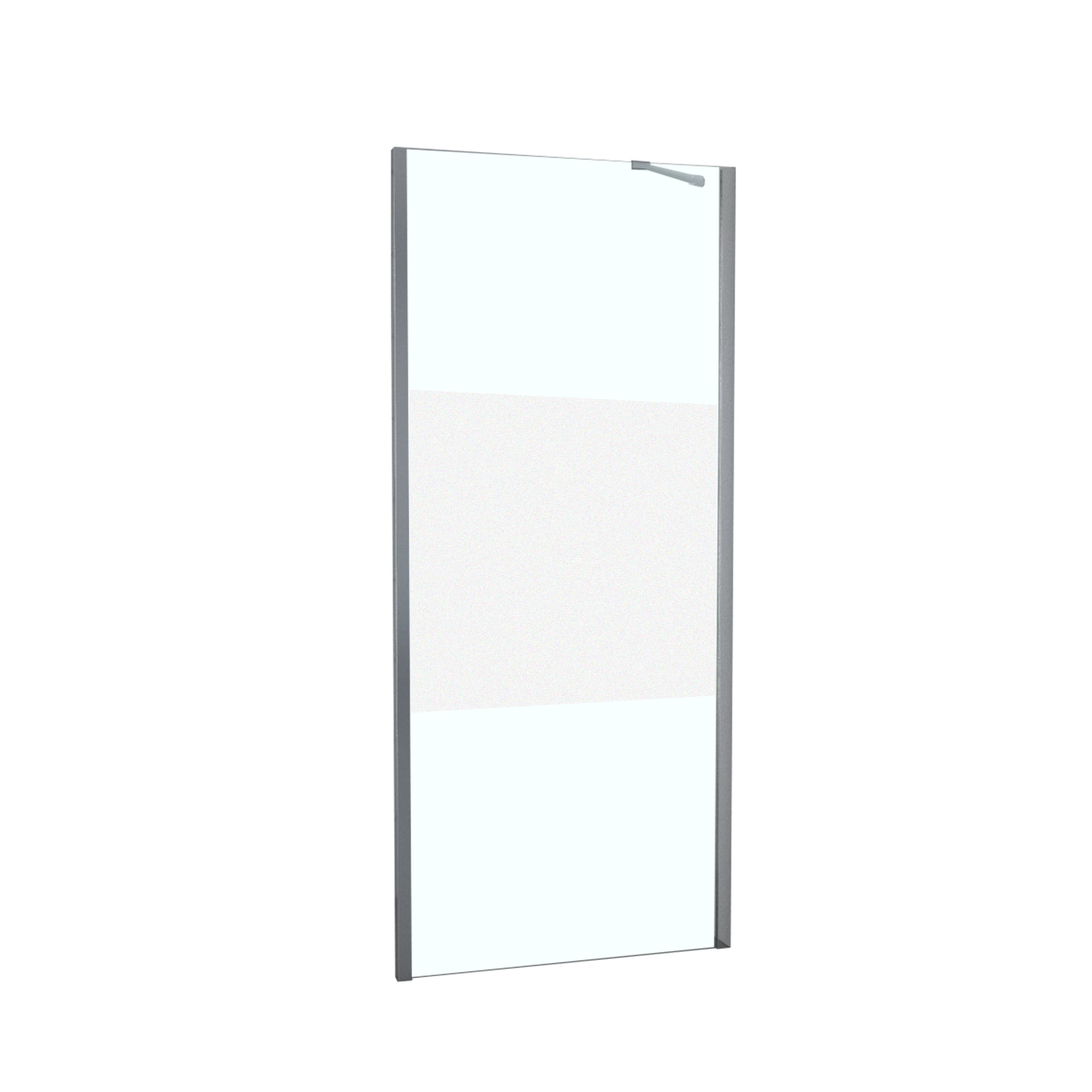 Retour fixe douche à associer verre sérigraphié 90cm chromé brillant - INVENTIV