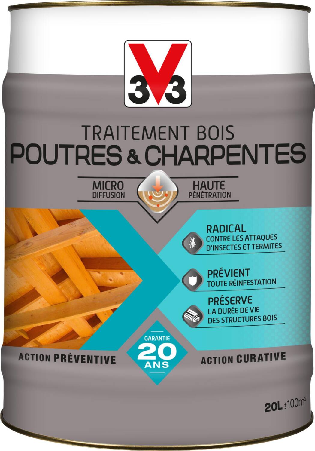 Traitement bois poutres et charpentes 20L - V33