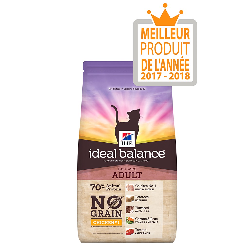 Croquettes pour chat Hill's ideal balance no grain adulte saveur poulet 300gr