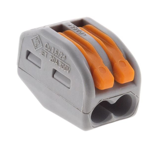 Lot de 50 mini bornes de connexion rapide a levier s222 pour fils rigides et souples - 2 entrees - wago