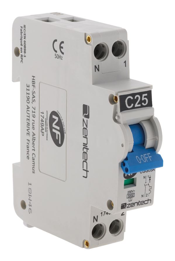 Disjoncteur ph/n - 25a nf - zenitech