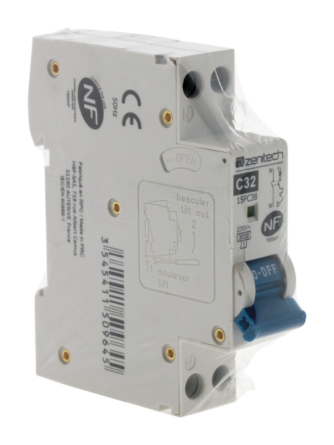 Disjoncteur ph/n - 32a nf - zenitech