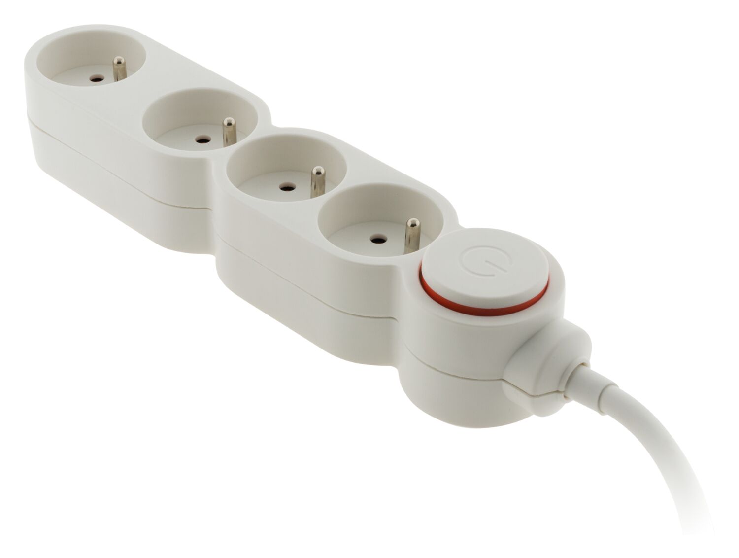 Bloc home 4 prises 16A 2P+T avec interrupteur et fiche extraplate blanc