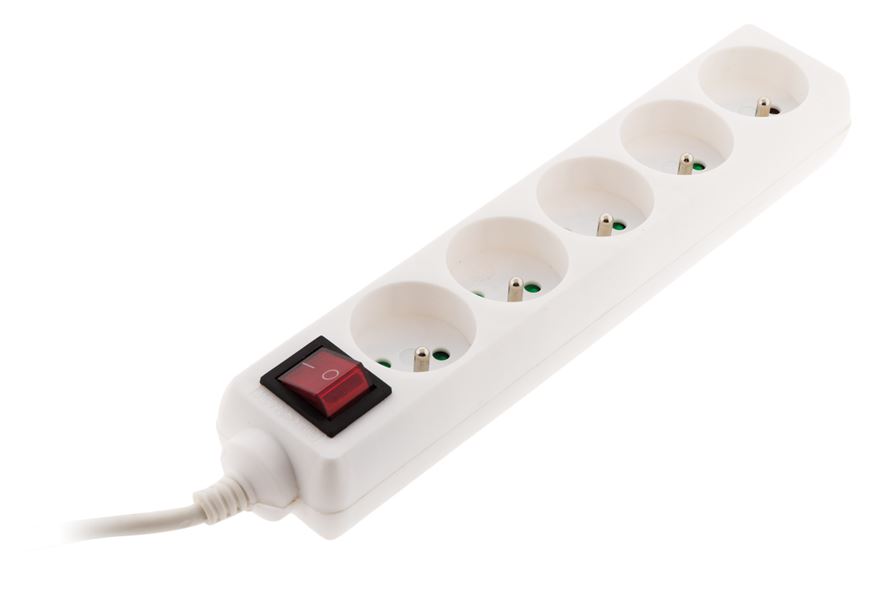 Multiprise 5 prises 16a 2P+T + interrupteur blanc - ZENITECH