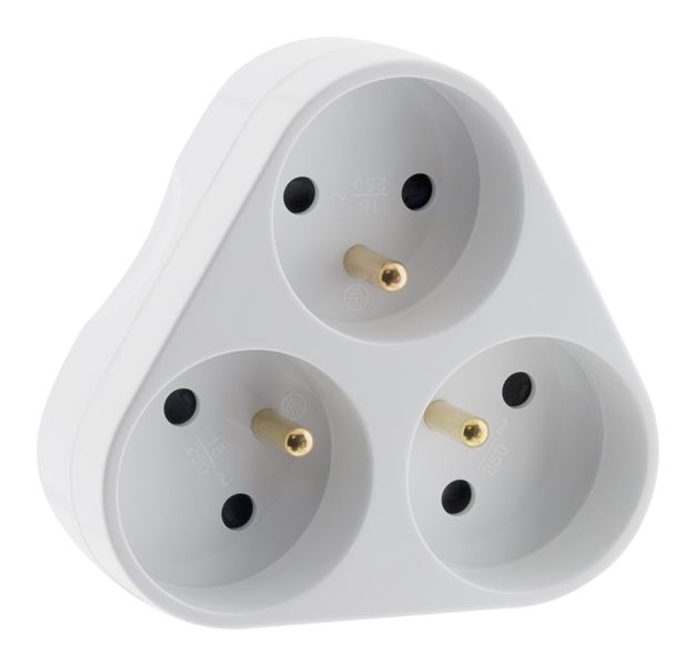 Fiche 3 prises Triplite 16a triangulaire blanc