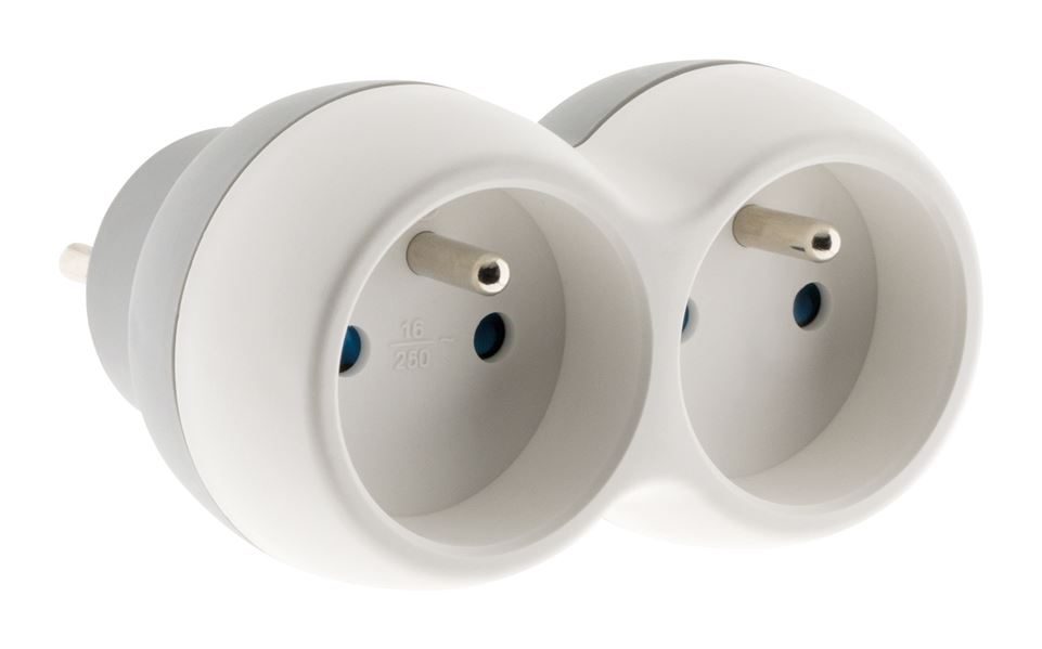 Fiche 2 prises Biplite 16a 2P+T facade gris / blanc