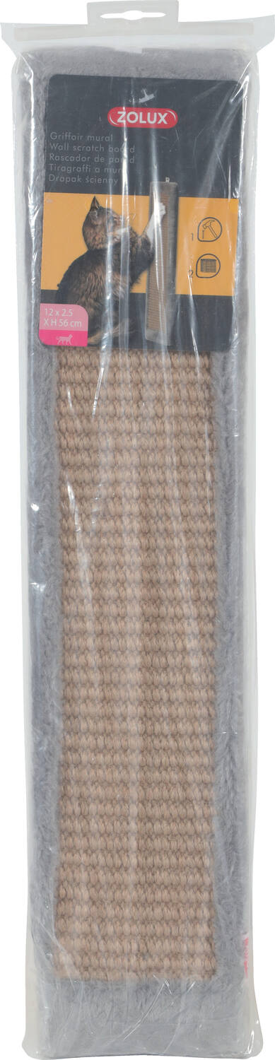 Griffoir mural d'angle pour chat à fixer L 24 x p 2,5 x 56 cm Gris