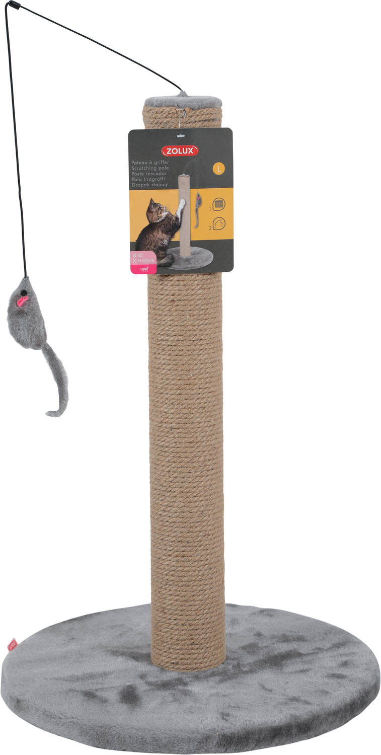 Poteau à griffer pour chat L 40 x p 40 x h 63 cm Gris