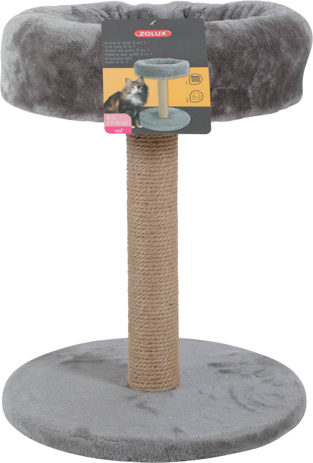 Arbre à chat mutifonctions L 35 x p 35 x h 45 cm Gris