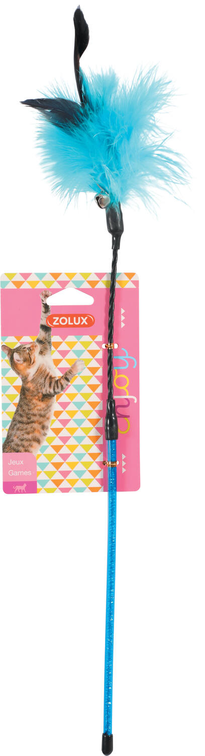 Jouet chat canne plumeau coloris aléatoire